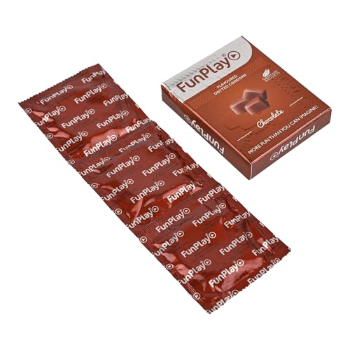 Image of Funplay Chocolate Dotted Condoms 3 PCS | Flavoured Latex Condoms with Dotted Texture | Pre-Lubricated Smooth Surface | Comfortable Fit | Travel Friendly Pack | For Men