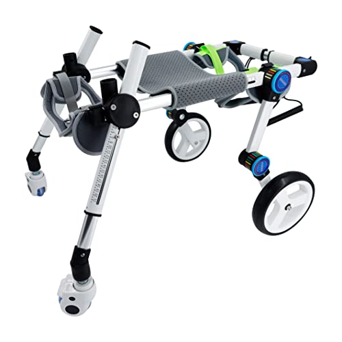 Image of Adjustable 4 Wheel Dog Wheelchair,Foldable Dog Wheelchair for Back Legs,Helps Small Pets with paralyzed Legs Full Support regain (M White)
