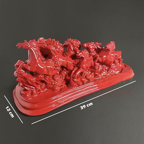 Image of Red Horse | Vastu 12 Running Horses | Victory Horses Resin Statue Vastu Feng Shui Showpiece for Living Room, Home Decor, Office, Housewarming, Anniversary, Birthday Gift