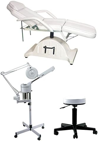 Buy-Rite Gold Facial Spa Package - 2-in-1 Steamer & Mag Lamp, Sheila Facial Bed, Round Stool - Pro Spa Equipment for All Skin Types, BR-GOLDFACIALSPA