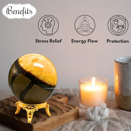 Image of Certified Septarian Crystal Ball for Meditation - Premium Crystal Vastu Items for Home and Feng Shui Items for Good Luck - Ideal for Pooja Supplies and Spiritual Practices (2 inch Inch)