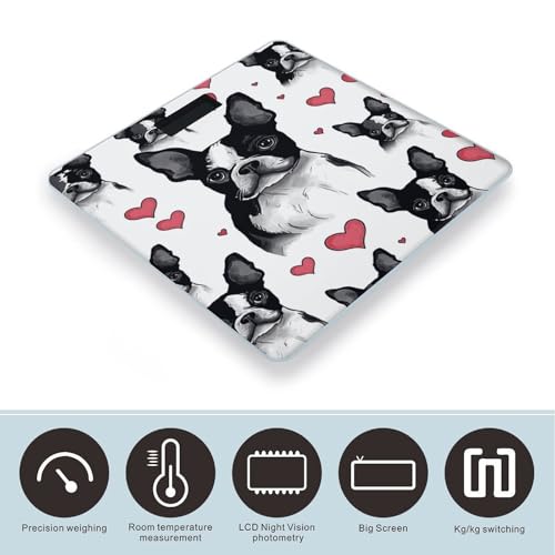 Balanza digital de baño para peso corporal estilo Boston Terrier miniatura 3