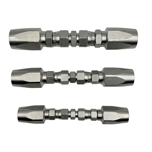 Image of 3-Pack Reusable Hydraulic Hose Field Repair Kit For R2 R16 R17 R19 2-wire hydraulic hoses Replacement for 1 /4 inch 3 /8 inch 1 /2 inch Inner Diameter Hydraulic Hose Repair Fitting 4000 psi Pressure Rating