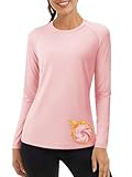 TACVASEN Ladies Thermal Shirts Moisture Wicking Long Sleeve Tops Women with Micro Fleece Long Sleeve Hiking Tops Women LightPink, S