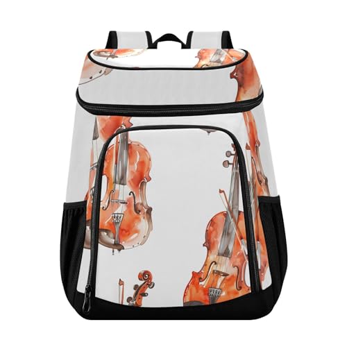 Violin White Cooler Backpack Cooler Insulated Leak Proof Lunch Backpack 36 Cans Waterproof Soft for Men Women Picnic Hiking Camping Beach