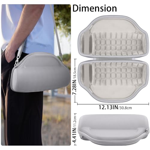 Image of co2CREA Case for JBL Charge 6 Portable Bluetooth Speaker, White | High-Density Foam Padding, Reinforced Handle, Detachable Shoulder Strap, Compact Lightweight Design, Dust Protection