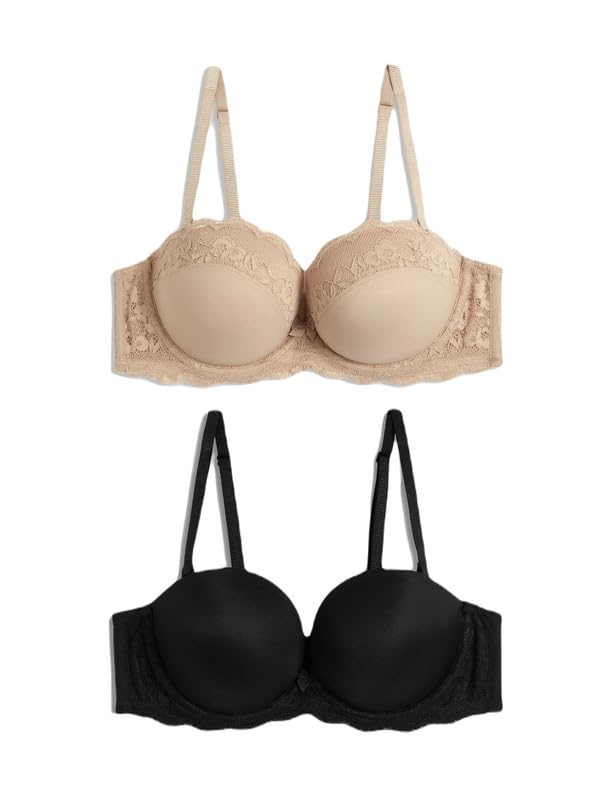 marks & spencer Womens Polyamide Blend Padded Wired Push up Multiway Bra (Pack of 2)-picture-23