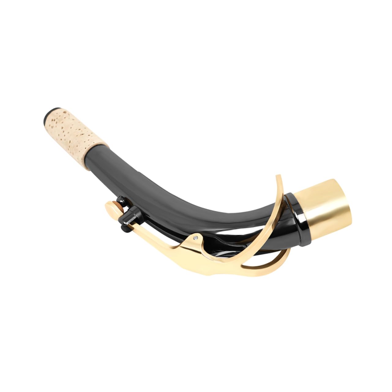 Kisangel Cuello Curvo para Saxofón Alto Bemol, Latón Níquel Negro, Superficie Lisa, Mejora la Afinación, Accesorio de Reparación Musical