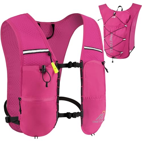 ONETOALL Running Vest Women 6L, Reflective Hydration Backpack Mens, Lightweight 150g for Trailrunning Hiking Marathon, Pink Single Pack
