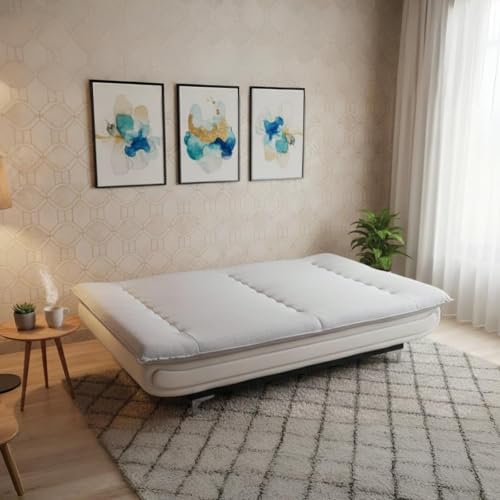Image of Torque Siesta 3 Seater Sofa Cum Bed for Living Room & Bedroom | Premium Light Grey Suede Fabric Foldable Sofa Bed | 6 x 4 Ft Sleeping Sofa | Space Saving Convertible Couch for Home & Guests