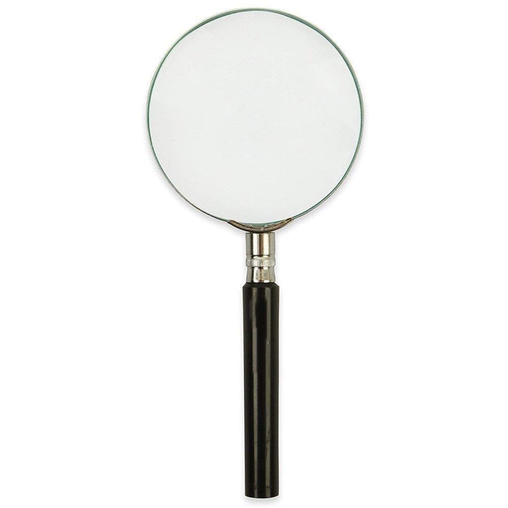 Lupe, Handlupe, Klassische HD-Handlupe, groß (75 mm Durchmesser), 5-fache Vergrößerung, Hals und Kanten aus Stahl.Premium-Echtglas-Präzisionslinsen-Ular-Degeneration-Lesehilfe M Star of Light