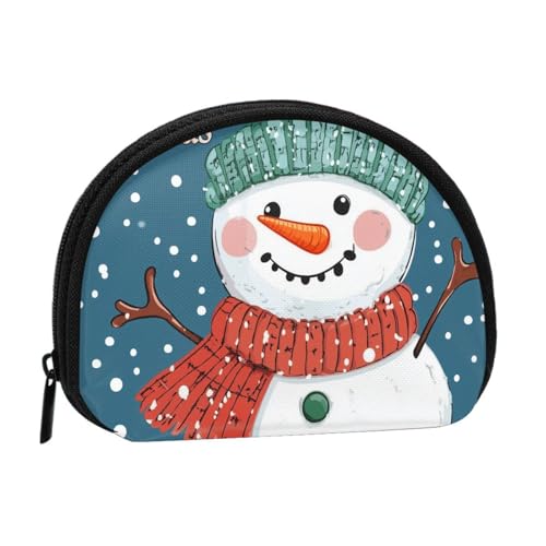 Portable Coin Purse Christmas-Snowflakes-Snowman Mini Zippered Money Pouch Card Holder