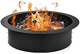 HAPPYGRILL Fire Pit Ring Outdoor Firepit Rim Liner 30-Inch Inside Thick Heavy Duty Solid Steel DIY...