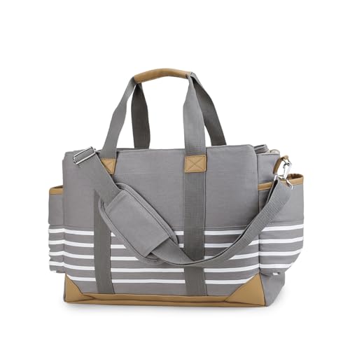 Diaper Tote Bag (Includes upgraded changing pad) Multi-functional baby bag with adjustable shoulder straps (Gray)