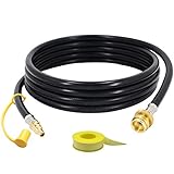 12 FT 1/4' Quick Connect RV Propane Hose for RV to Hook Up Portable Camping BBQ Grill, Connects 1 LB...