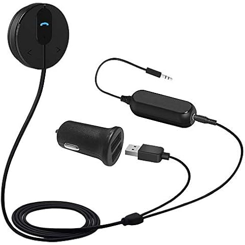 BESIGN BK01 Bluetooth Car Kit, Wireless Receiver for Handsfree Talking and Music Streaming with Ground Loop Noise Isolator for Car with 3.5mm Aux Port Cover
