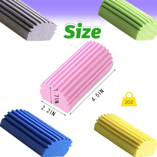 Image of 6pcs Damp Clean Duster Sponge, Reusable Wet Duster Sponge,Multiple Colors of Cleansing and Dusting Tools to aces from, Suitable for Housework, Doors, Windows, Glass, Vents, Blind Dusters