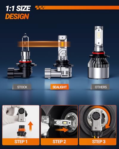 Image of SEALIGHT 9006 Bulbs, 48,000LM 900% Brightness HB4 Light Bulbs, 6500K Cool White Bulbs with 15000RPM Fan, Plug and Play ATV /UTV, 10-Year Extended Lifespan IP68 Waterproof, Pack of 2