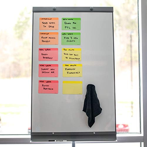 Neon Dry Erase Whiteboard Magnets By Agilepacks | 4" X 6" Reusable Magnets Plus Magnetic Microfiber Eraser Cloth #TOP3