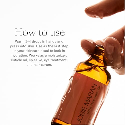 Josie Maran Argan Oil for Hair & Skin - Pure Organic Argan Oil Made With Vitamin E + Essential Fatty Acids for Dry Skin - Improves Elasticity & Smoothes Fine Lines (1.7 Fl Oz)