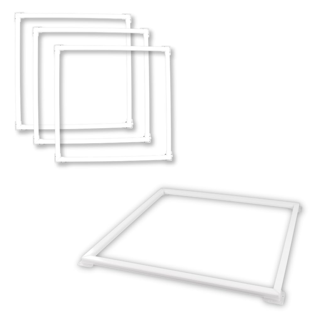 LUXULA 4er Pack beleuchteter LED Rahmen 62x62cm - steckbarer Leuchtrahmen - 40W 4000lm - 4000K Neutralweiß - inkl. 230V Netzteil - Lichtdesign - Alternative zu LED-Panel Rasterleuchte Einbaulampe