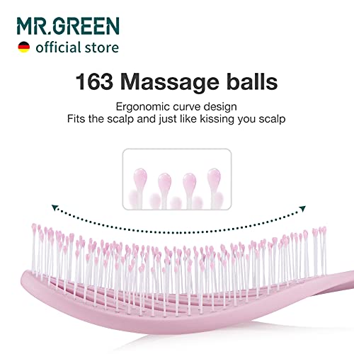 MR.GREEN Nylon Hollow Out Hair Brush Hair Styling Detangler Scalp Massage Comb Quick Dry Detangling Tool for Wet and Dry Curly Hair (Pink) - Image 3
