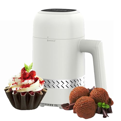 Heladora 6 En 1 Inteligente con Pantalla Led - 300ml Sin Enfriamiento Previo Y Congelación Rápida En 90 Minutos, Ultra Silenciosa para La Familia Niños DIY (sin Bpa, Blanca)