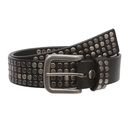 Ceinture en cuir vieilli d'exception aux finitions cloutées haut de gamme