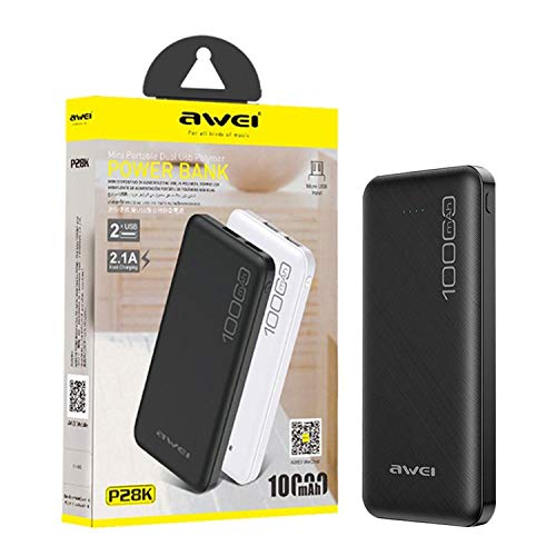 Insten Black Li-ion Power Bank 10000 mAh Small Portable Charger for iPhone, Samsung
