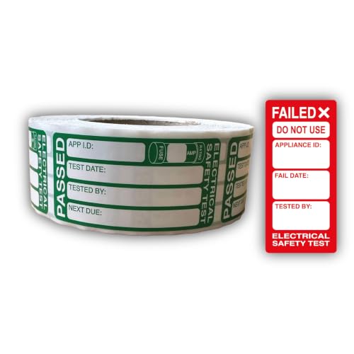 500PCS 50.8x25.4MM Pass & 43x20MM 50PCS Fail - Pat Testing Stickers Labels Electrical Test Sticker for PAT Equipment and Kits