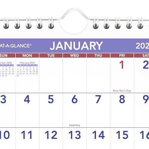Image of AT-A-GLANCE 2027 Wall Calendar, Monthly, 6.5 inch x 7.5 inch Planner, Unruled Daily Blocks (PM52827)