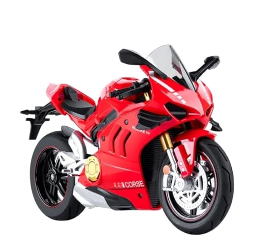 Image of Duoti Panigale V4 DieCast Bike Model, Suspension and Hand Free Roller, Toy Motorcycle Collection with Music Lighting Toy for Kids [Panigale V4- Red]
