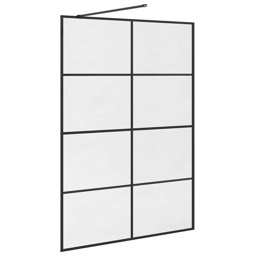 Mampara de ducha de cristal templado transparente de 140 x 195 cm, cristal de seguridad de 5 mm, perfil de aluminio negro, ajustable 1 cm, para ducha a pie, protección contra salpicaduras y