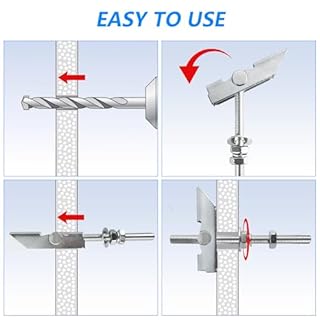 12 Pezzi M8 x 100 mm Tasselli Cartongesso Carichi Pesanti, Acciaio al Carbonio Zincato Tassello Cartongesso, Tasselli per Cartongesso con Viti di Fissaggio a Soffitto e Pareti Vuote