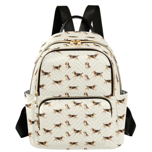Mochila para mujer con estampado de Beagle y 3 bolsillos con cremallera