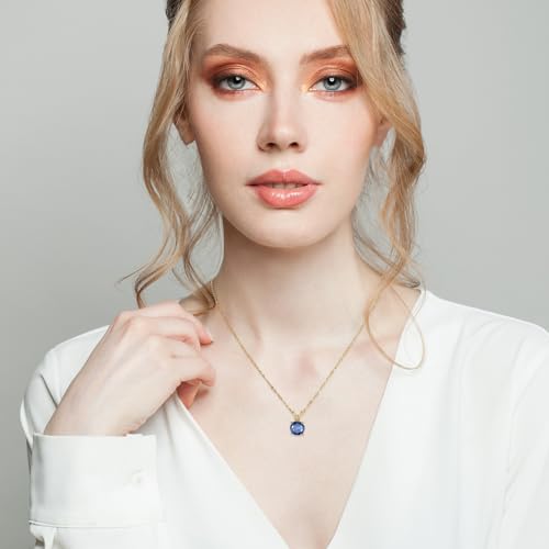 14K Gold Necklaces Dainty Round Birthstone Pendant Necklaces for Women2