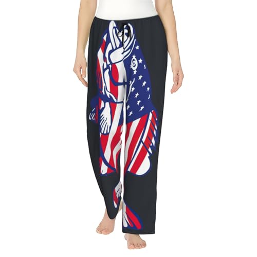 Pantalon de pyjama imprimé drapeau américain pour femme finitions soignées style homewear