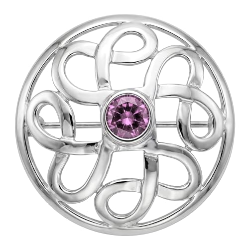 Broche Celtique Femme Argent et Zircon Violet Idée Cadeau Saint-Valentin Noël