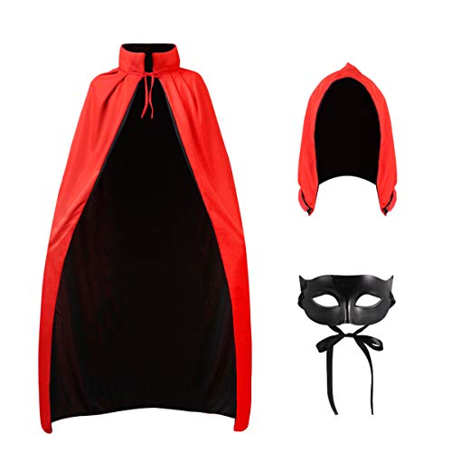 SEWACC Vampire Costume Cloak Stand Collar Cap with Hood Et Half Set Black and Red Halloween Vampire Cosplay Cosplay Costume Unisexe Halloween Costume for Masquerade Party Supplies