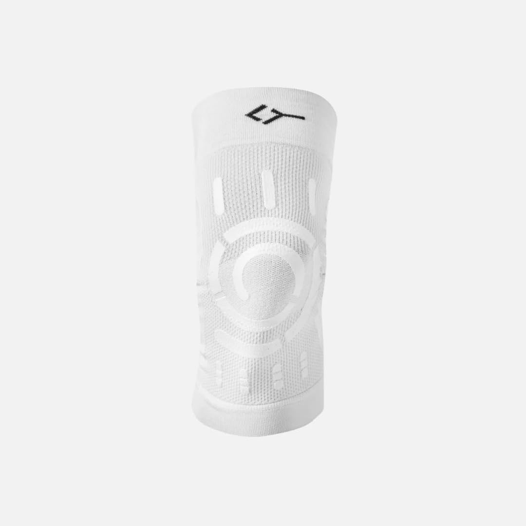 FLOKY Knee Support genouillère biomécanique Multisport Stabilise genou et rotule Protège ligaments et tendon rotulien Soutien articulaire Réduit les traumatismes et les infections (Blanc, M/L, Droite)