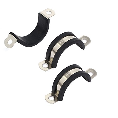 Aexit 28mm Dia Clamps EPDM Rubber Lined U Shaped Pipe Tube Wire Clamps Strap Clamps Clips 3pcs