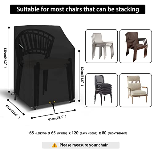 RICHIE Stacking Chair Cover Waterproof, Garden Chair Covers with Air Vent, Outdoor Patio Chairs Cover, Windproof - Image 2