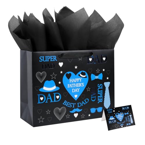 Sac cadeau fête des pères grand format papier emballage Best Dad 32cm