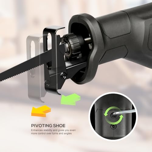 Inequalit Reciprocating Saw, 6Amp 3000SPM Variable Speed Corded Reciprocating Saw with 4/5\" Stroke Length, 4-1/2\" Max Cutting Depth for Wood, Soft Metal and PVC Pipes Cutting - Thumbnail 3