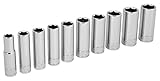 Performance Tool W38402 3/8' Drive 10-Piece Metric Deep Socket Set