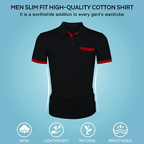 LOGEEYAR Men Polo Shirt Slim Fit Short Sleeve Cotton Golf Shirt Solid Performance Casual T-Shirts4