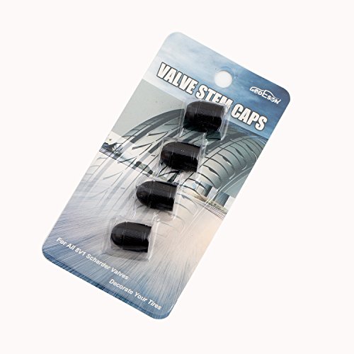 Godeson Black Car Tire Valve Stems Cap Bullet Style Tire Valve Cap From, 4 Pcs/Set, Aluminum Tire Wheel Stem Air Valve Caps For 8V1 Us Schrader Valve, Dustproof Caps #TOP6