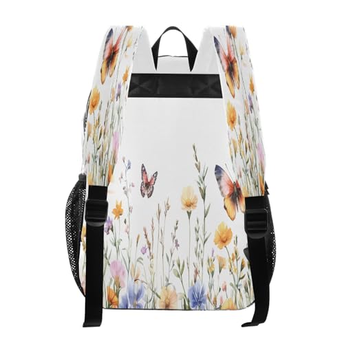 Wild Flowers and Butterflies Clear Backpack - Stadium Approved Large 15.7-inch Waterproof Transparent Bag for Sports, Concerts, Work, Travel#1723