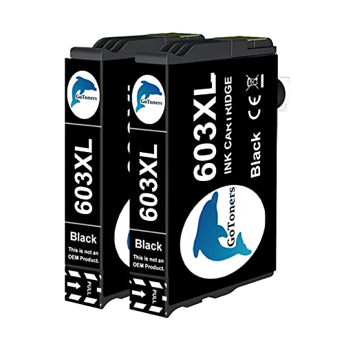 GoToners 2 Negro 603XL Cartucho de Tinta Compatible con Epson 603XL 603 XL Cover
