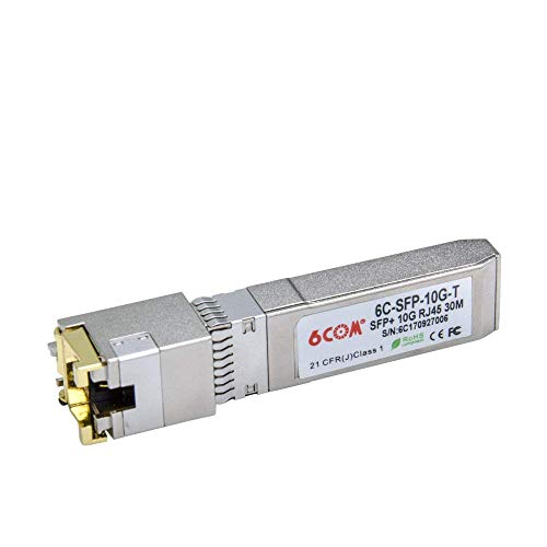 Image of 6COMGIGA 10GBase-T SFP+ Transceiver, 10G SFP+ Copper Module to RJ45, Cat.6a /7, up to 30m, Compatible with NETGEAR AXM765 and Other Open Switches